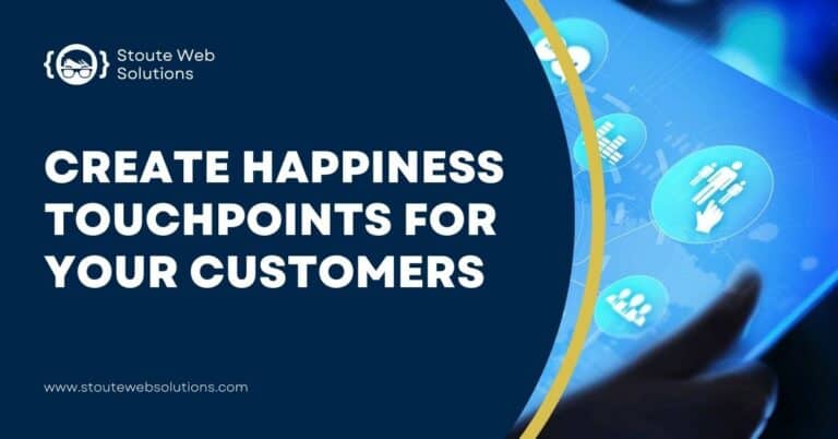 A finger is pointing to a screen showing various customer touchpoint.