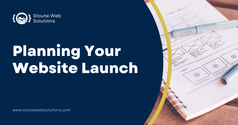 A notebook that has a written plan for the website launch.